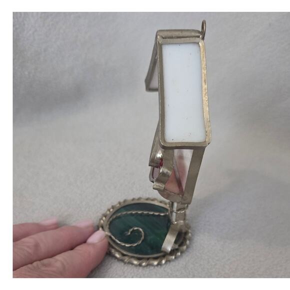 3d Stained Glass Suncatcher Bird House Red Bird Cardinal White - Picture 3 of 9